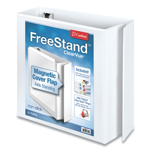 FreeStand Easy Open Locking Slant-D Ring Binder, 3 Rings, 3" Capacity, 11 x 8.5, White-(CRD43130)