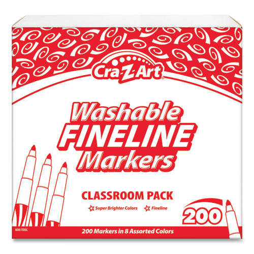 Washable Fineline Markers Classpack, Fine Bullet Tip, Eight Assorted Colors, 200/Set-(CZA740071)