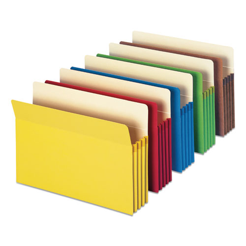 Colored File Pockets, 3.5" Expansion, Letter Size, Assorted Colors, 5/Pack-(SMD73892)