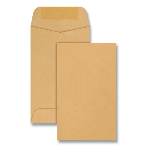 Kraft Coin and Small Parts Envelope, #3, Square Flap, Gummed Closure, 2.5 x 4.25, Brown Kraft, 500/Box-(QUA50262)