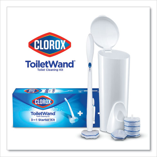 ToiletWand Disposable Toilet Cleaning System: Handle, Caddy and Refills, White-(CLO03191)