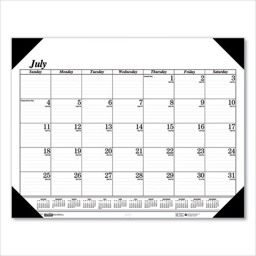 Recycled Economy Academic Desk Pad Calendar, 22 x 17, White/Black Sheets, Black Binding/Corners,14-Month(July-Aug): 2022-2023-(HOD12502)