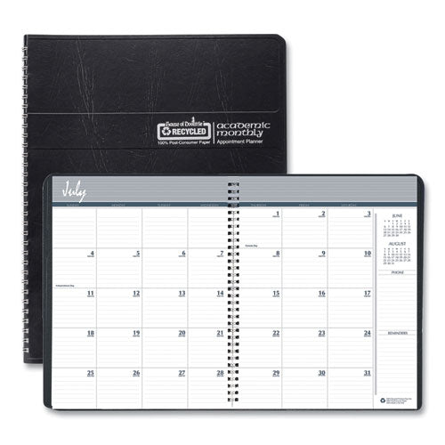 14-Month Recycled Ruled Monthly Planner, 11 x 8.5, Black Cover, 14-Month (July to Aug): 2022 to 2023-(HOD26502)