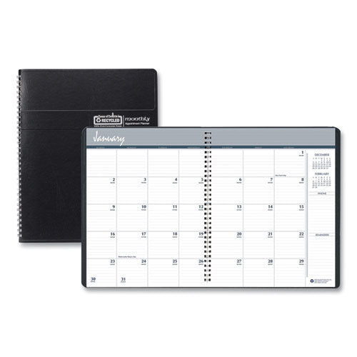 14-Month Recycled Ruled Monthly Planner, 11 x 8.5, Black Cover, 14-Month (Dec to Jan): 2022 to 2024-(HOD26202)