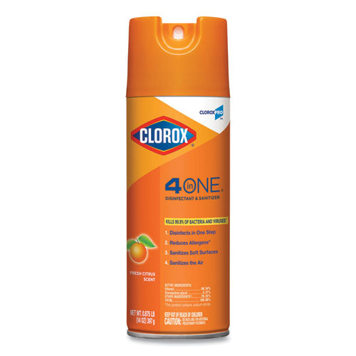 4-in-One Disinfectant and Sanitizer, Citrus, 14 oz Aerosol Spray, 12/Carton-(CLO31043CT)