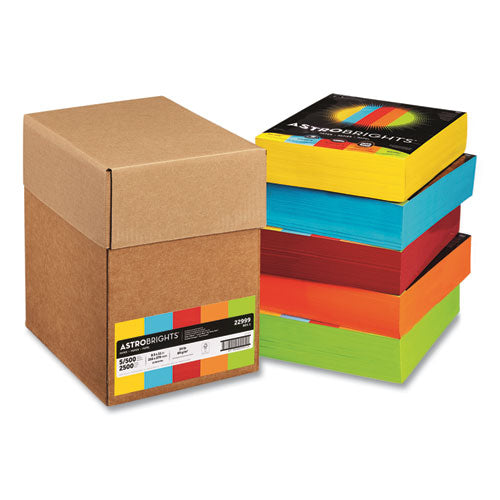 Color Paper - Five-Color Mixed Carton, 24 lb Bond Weight, 8.5 x 11, Assorted, 500 Sheets/Ream, 5 Reams/Carton-(WAU22999)