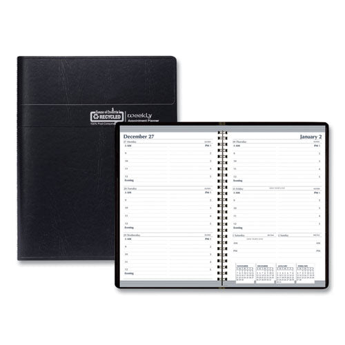 Recycled Weekly Appointment Book, 8 x 5, Black Cover, 12-Month (Jan to Dec): 2023-(HOD27802)