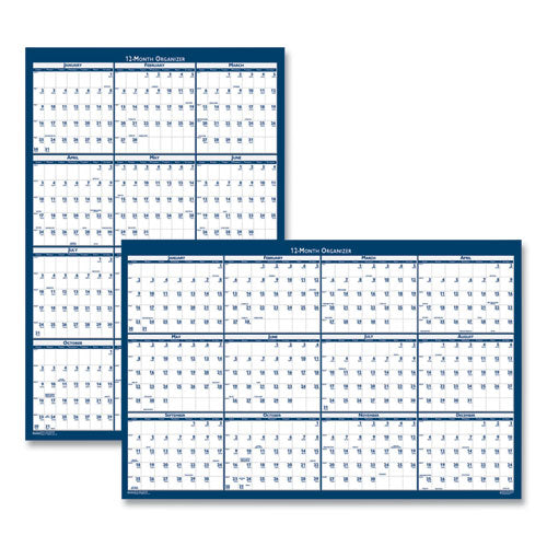 Recycled Yearly Reversible Wall Calendar Non-Laminated, 24 x 37, White/Blue Sheets, 12-Month (Jan to Dec): 2023-(HOD3990)