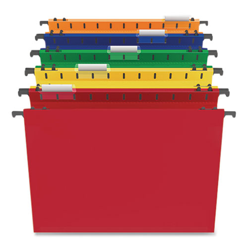 Plastic Hanging File Pockets, 1 Section, Letter Size, 1/5-Cut Tabs, Assorted Colors, 5/Pack-(TUD706811)