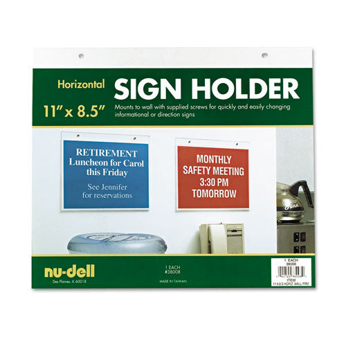 Acrylic Sign Holder, Horizontal, 11 x 8.5, Clear-(NUD38008)