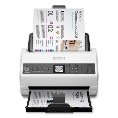 DS-730N Network Color Document Scanner, 600 dpi Optical Resolution, 100-Sheet Duplex Auto Document Feeder-(EPSB11B259201)