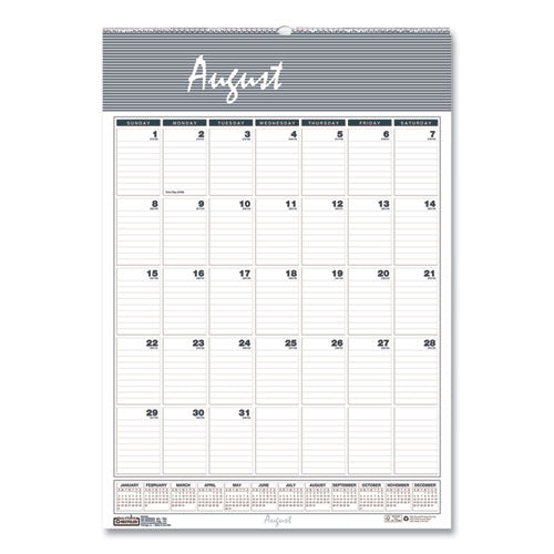 Bar Harbor Recycled Wirebound Monthly Wall Calendar, 15.5 x 22, White/Blue/Gray Sheets, 12-Month (Aug-July): 2022-2023-(HOD353)