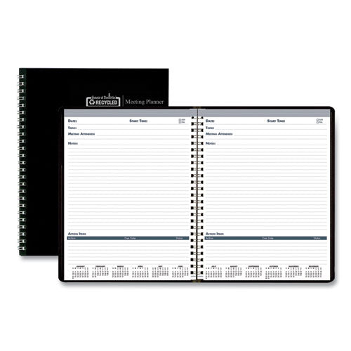 Recycled Meeting Note Planner, 11 x 8.5, Black Cover, 12-Month (Jan to Dec): 2023-(HOD583992)