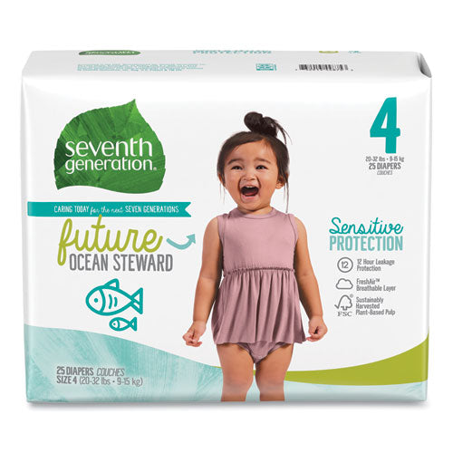 Free and Clear Baby Diapers, Size 4, 20 lbs to 32 lbs, 25/Pack, 4 Packs/Carton-(SEV44875)
