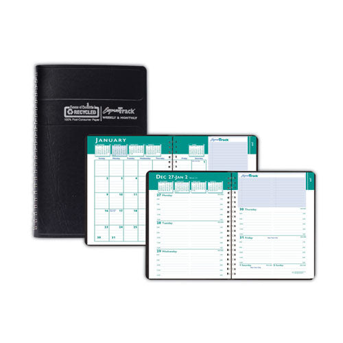 Express Track Recycled Weekly Appointment Book/Monthly Planner, 8 x 5, Black Cover, 13-Month (Jan to Jan): 2023 to 2024-(HOD29402)