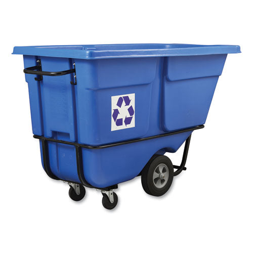 Rotomolded Recycling Tilt Truck, 1 cu yd, 1,250 lb Capacity, Plastic/Steel Frame, Blue-(RCP2089826)