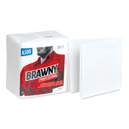 Professional Cleaning Towels, 1-Ply, 12 x 13, White, 50/Pack, 12 Packs/Carton-(GPC28612)