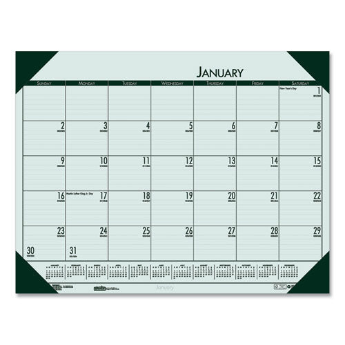 EcoTones Recycled Monthly Desk Pad Calendar, 22 x 17, Green-Tint/Woodland Green Sheets/Corners, 12-Month (Jan to Dec): 2023-(HOD12471)