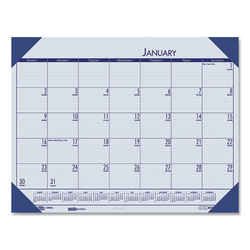 EcoTones Recycled Monthly Desk Pad Calendar, 22 x 17, Ocean Blue Sheets/Corners, Black Binding, 12-Month (Jan-Dec): 2023-(HOD12440)