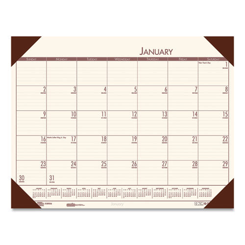 EcoTones Recycled Monthly Desk Pad Calendar, 22 x 17, Moonlight Cream Sheets, Brown Corners, 12-Month (Jan to Dec): 2023-(HOD12441)