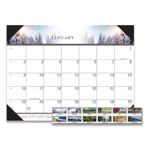 Recycled Full-Color Monthly Desk Pad Calendar, Nature Photography, 22 x 17, Black Binding/Corners,12-Month (Jan to Dec): 2023-(HOD140HD)