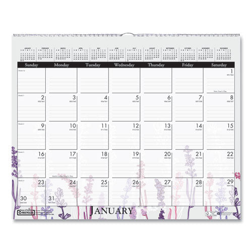 Recycled Wild Flower Wall Calendar, Wild Flowers Artwork, 15 x 12, White/Multicolor Sheets, 12-Month (Jan to Dec): 2023-(HOD3469)