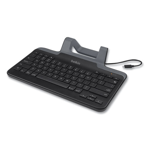 Wired Tablet Keyboard with Stand for iPad with Lightning Connector, Black-(BLKB2B130)