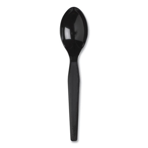 SmartStock Plastic Cutlery Refill, Spoons, 6", Series-F Heavyweight, Black, 40/Pack, 24 Packs/Carton-(DXESSSHW08)