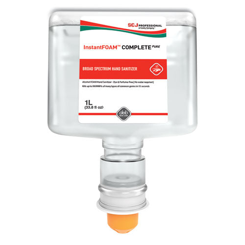 InstantFOAM COMPLETE PURE Alcohol Hand Sanitizer, 1 L Refill, Fragrance-Free, 3/Carton-(SJNIFC1TF)