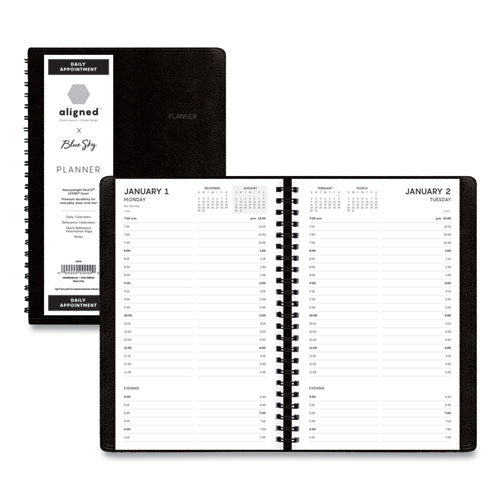 Aligned Daily Appointment Planner, 8 x 5, Black Cover, 12-Month (Jan to Dec): 2023-(BLS123853)