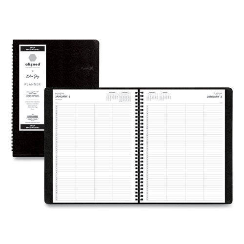 Aligned Daily Four-Person Appointment Planner, 11 x 8, Black Cover, 12-Month (Jan to Dec): 2023-(BLS123844)