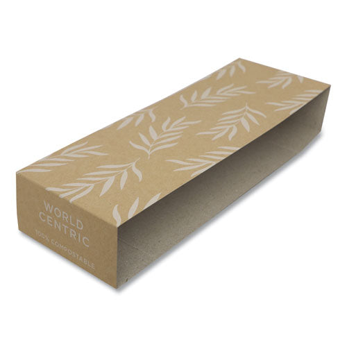 Fiber Container Sleeves, World Centric Leaf Design, 7.5" x 10" x 3.25", Natural, Paper, 800/Carton-(WORSLPATR60)