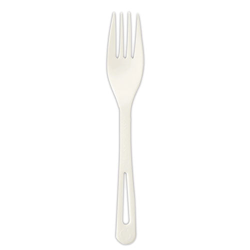 TPLA Compostable Cutlery, Fork, 6.3", White, 1,000/Carton-(WORFOPS6)