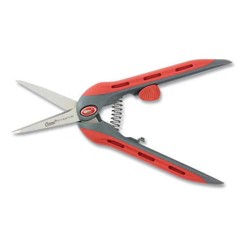 Titanium Ultra Smooth Spring Assisted Scissors, Pointed Tip, 6" Long, 1.75" Cut Length, Red/Gray Straight Handle-(ACM18690)