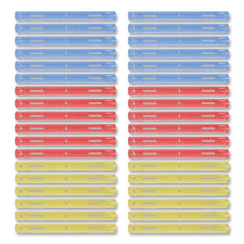 Plastic Ruler, Standard/Metric, 12" (30 cm) Long, Assorted Translucent Colors-(ACM17722)