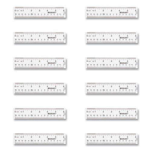 Clear Flexible Acrylic Ruler, Standard/Metric, 6" (15 cm) Long, Clear, 12/Box-(ACM17723)