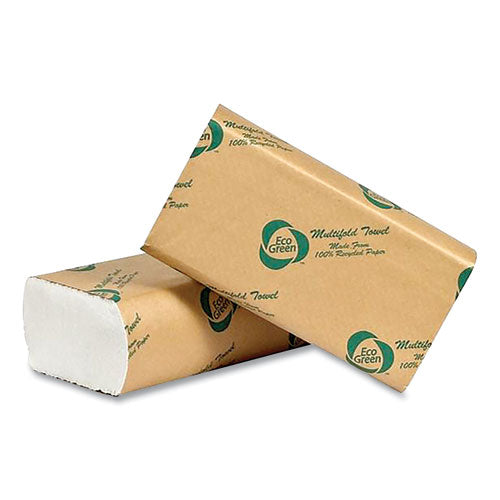 Recycled Multifold Paper Towels, 1-Ply, 9.5 x 9.5, White, 250/Pack, 16 Packs/Carton-(APAEW416)