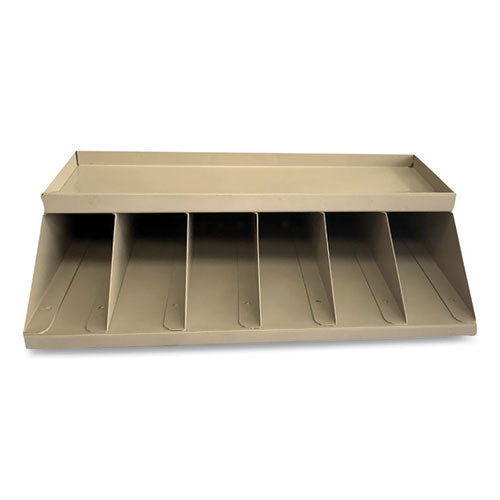 Coin Wrapper and Bill Strap Single-Tier Rack, 6 Compartments, 10 x 8.5 x 3, Steel, Pebble Beige-(CNK500014)