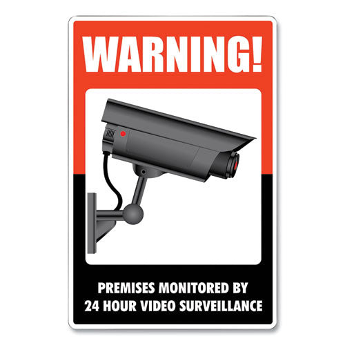 UV-Coated Preprinted Molded-Plastic Sign, 24-Hour Video Surveillance, 8 x 12, Black/Red/White-(COS098381)