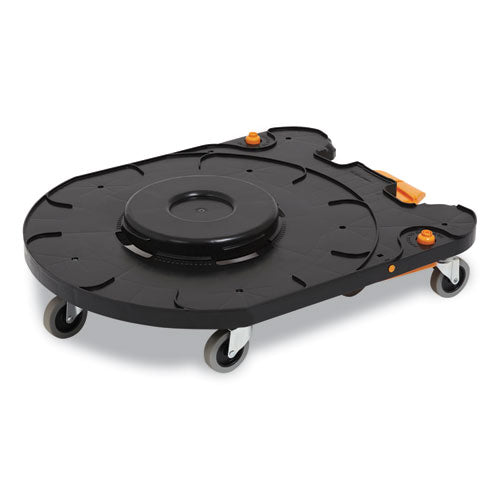 Click-Connect Waste Receptacle Dolly, Male End, For 32 to 44 gal Receptacles, 29.8 x 21.9 x 6.6, Black/Orange-(CWZ24380833)