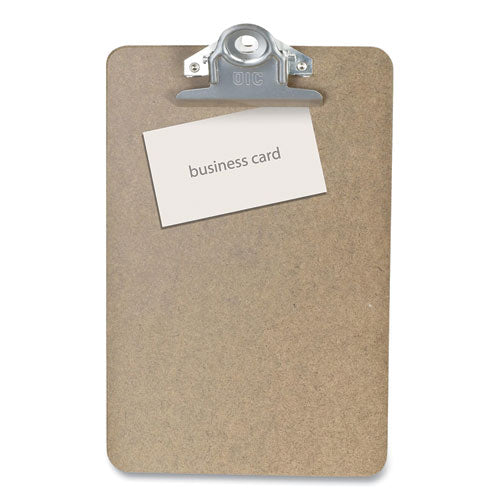 Recycled Hardboard Clipboard, 1" Clip Capacity, Holds 5.5 x 8.5 Sheets, Brown-(OIC83503)