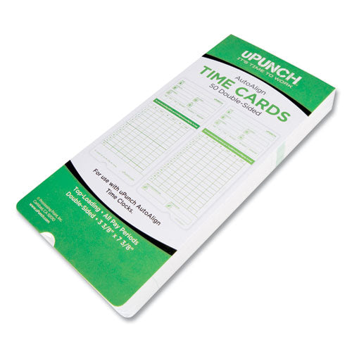 Time Clock Cards for uPunch HN3000, Two Sides, 7.37 x 3.37, 50/Pack-(PPZHNTCG1050)