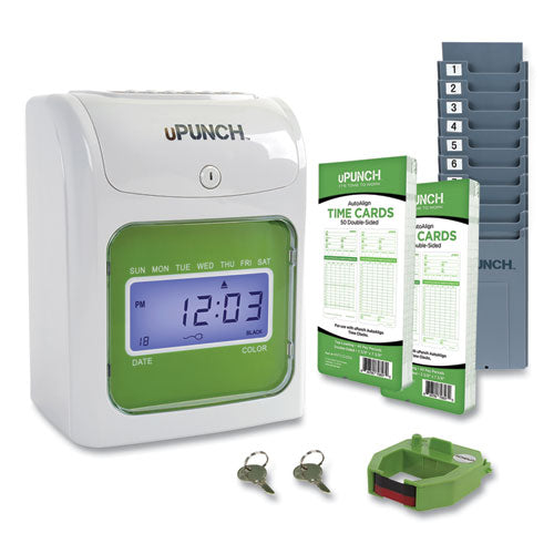 HN1500 Electronic Non-Calculating Time Clock Bundle, LCD Display, Beige/Green-(PPZHN1500)