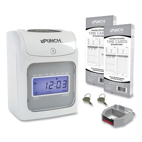 HN2500 Electronic Calculating Time Clock Bundle, LCD Display, Beige/Gray-(PPZHN2500)