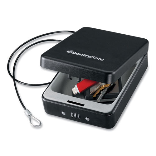 P005C Portable Combination-Lock Security Safe, 0.05 cu ft, 5.9 x 8 x 2.6,  Black-(SENP005C)