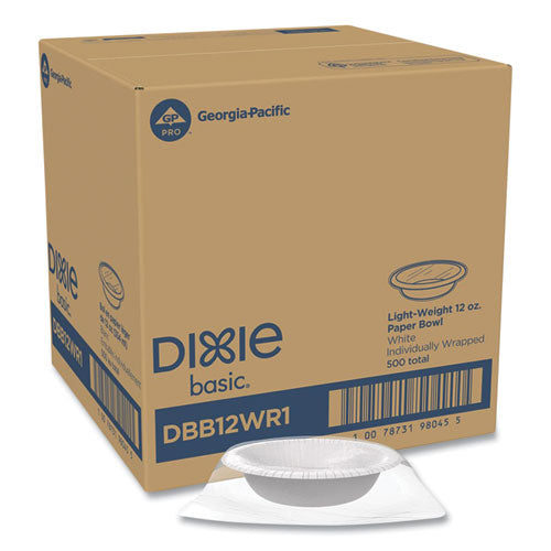 Everyday Disposable Dinnerware, Individually Wrapped, Bowl, 12 oz, White, 500/Carton-(DXEDBB12WR1)