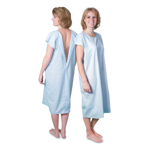 Cloth Patient Gown, Cotton-Polyester Blend, Large, Chest Size 38" to 42", Blue-(COEPRO953LRG)