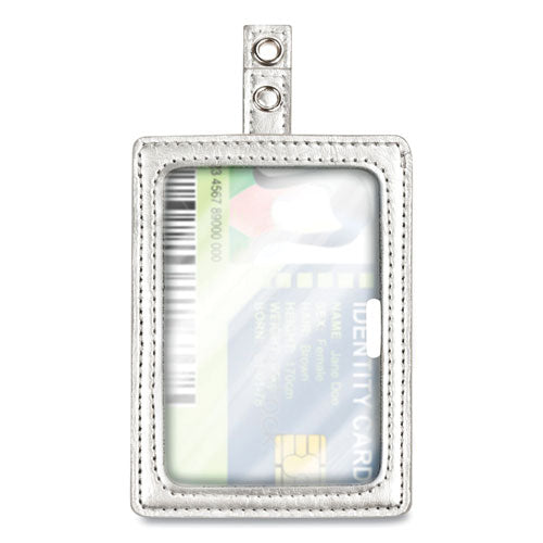 MyID Leather ID Badge Holder, Vertical/Horizontal, 2.5 x 4, Silver-(COS075004)
