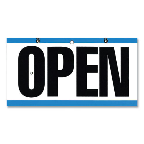 Open/Closed Outdoor Sign, 11.6 x 6, Blue/White/Black-(CSC098013)