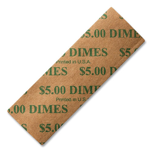 Flat Coin Wrappers, Dimes, $5, 1000 Wrappers/Box-(DBR5DF)